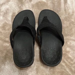 Black Vionic Platform Sandals with Rhinestones size 7